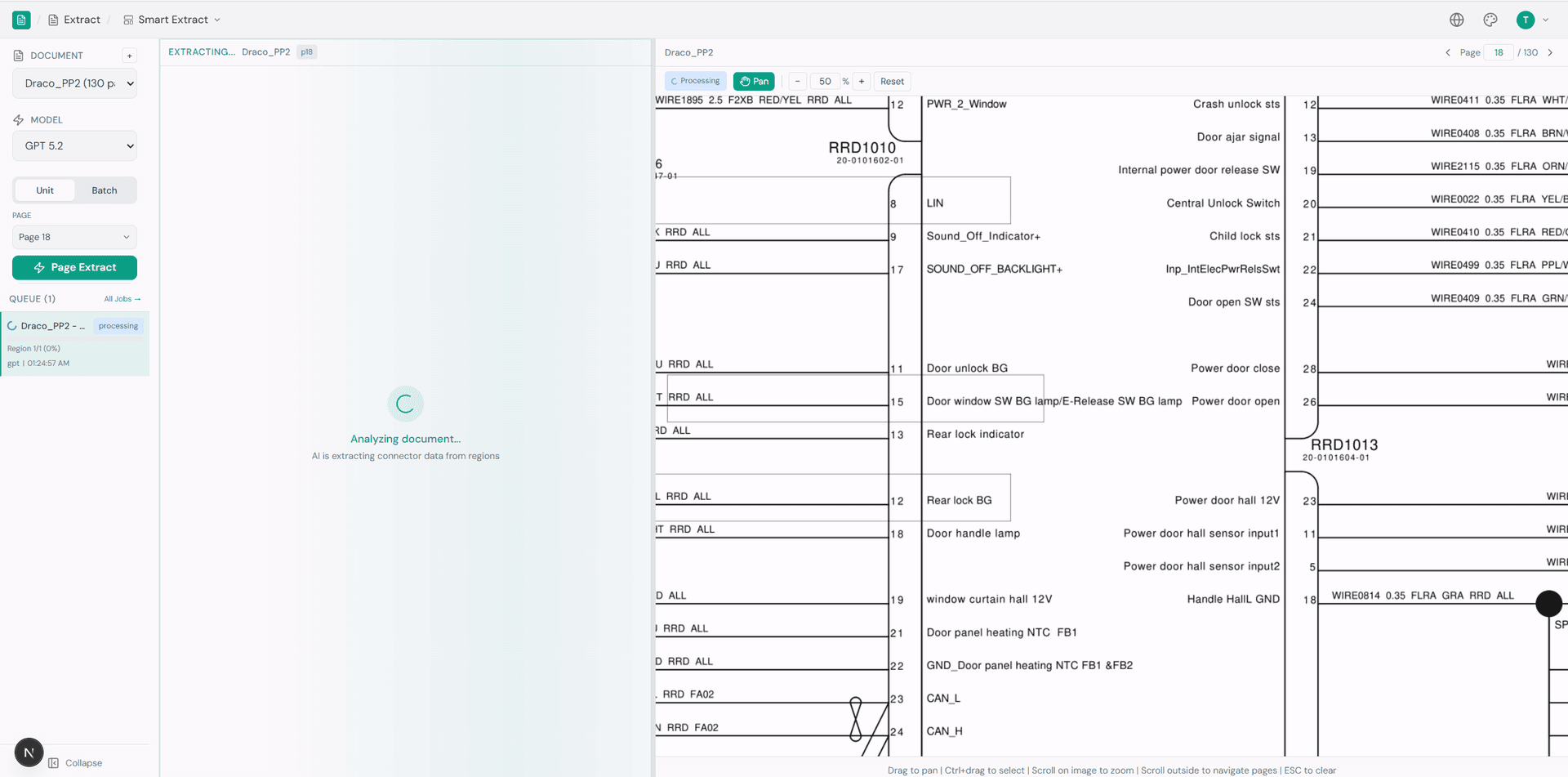 DocuExtract extraction interface
